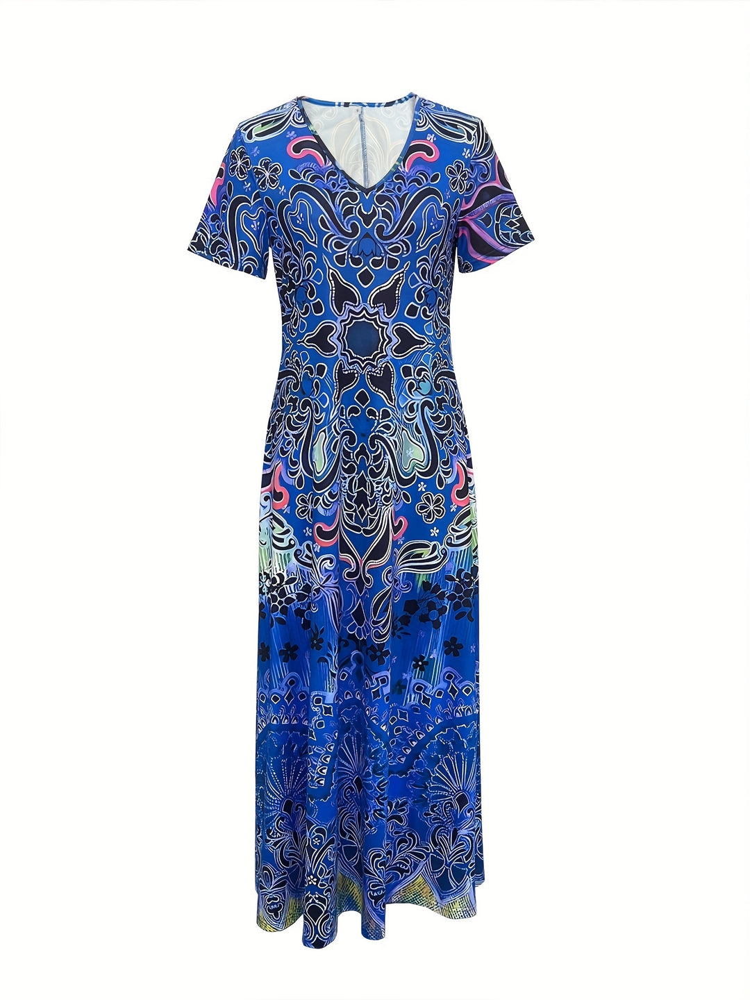 Bauluvio - Ethnisches Boho-Maxikleid mit Blumendruck