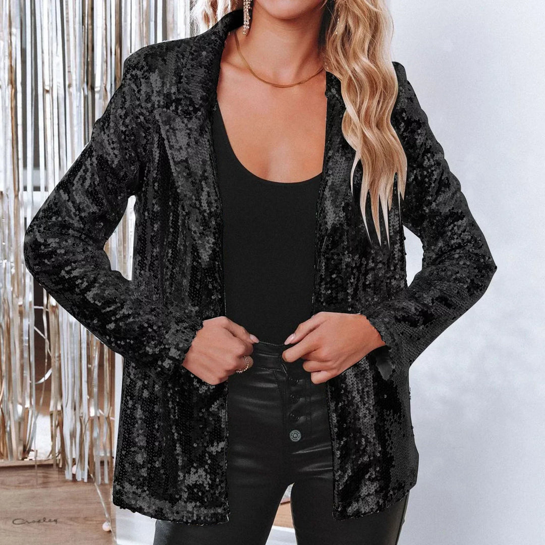 Bauluvio - Pailletten-Blazer für Damen mit offener Front