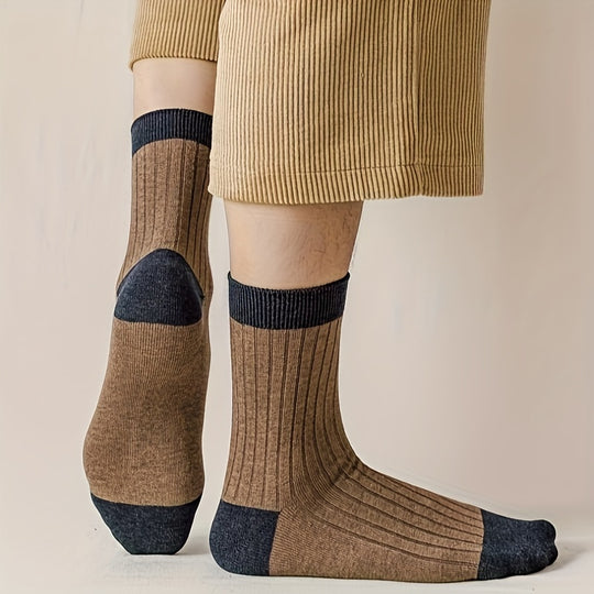 Bauluvio - Herren Vintage Baumwolle gestrickt Crew Socken (5 Paare)