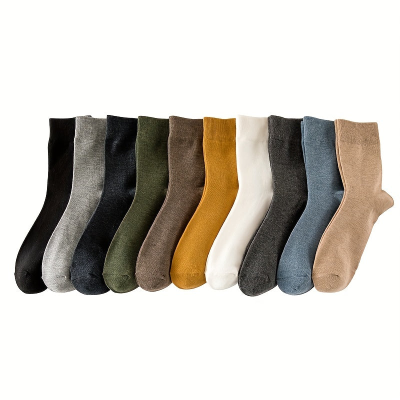 Bauluvio - Herren 10 farblich gemischte klassische trendige Mid Tube Socken (10 Paare)