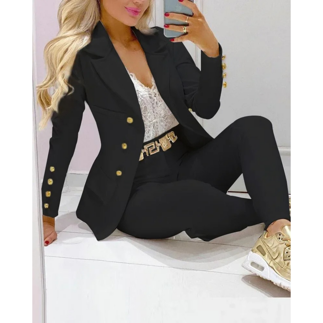 Bauluvio - Blazer und Hose im Slim Fit Set mit Knopfleiste