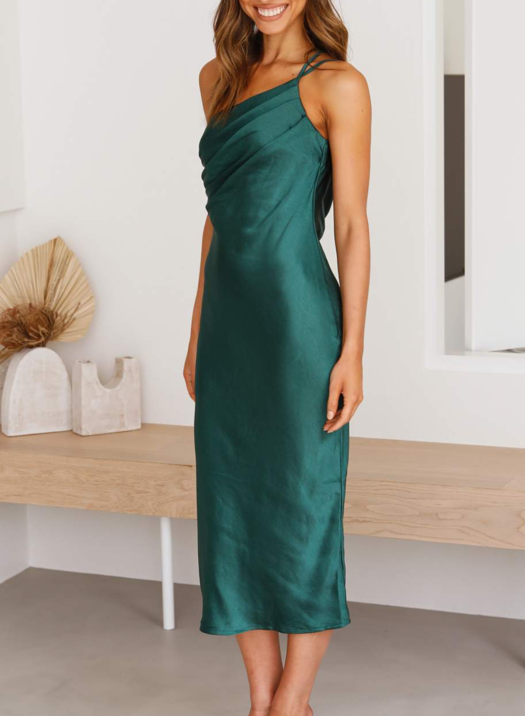 Bauluvio - One Shoulder Satin Seidenkleid