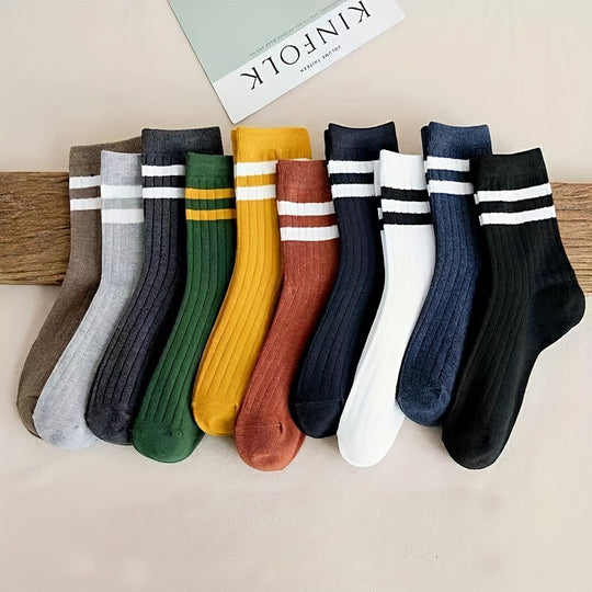 Bauluvio - Trendy Striped Crew Socken für Männer (10 Paar)