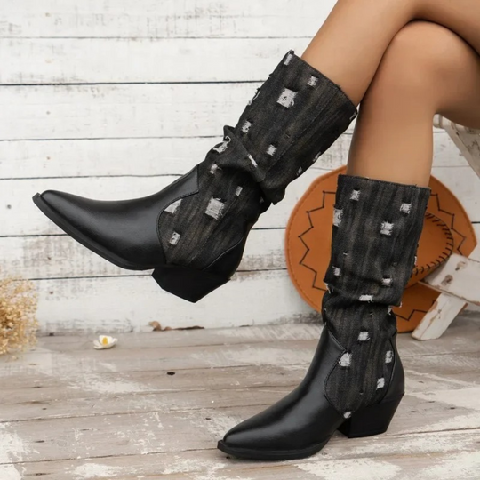 Damen-Cowboystiefel mit quadratischem Absatz