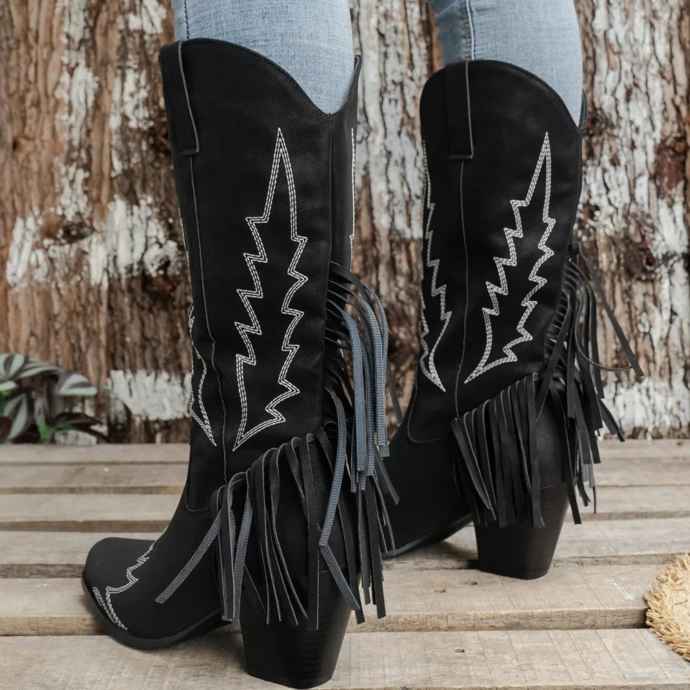 Damen-Cowboystiefel mit Quasten