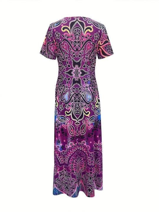 Bauluvio - Ethnisches Boho-Maxikleid mit Blumendruck