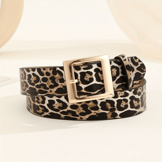 Bauluvio - Stylischer Leoparden Print PU Leder Gürtel