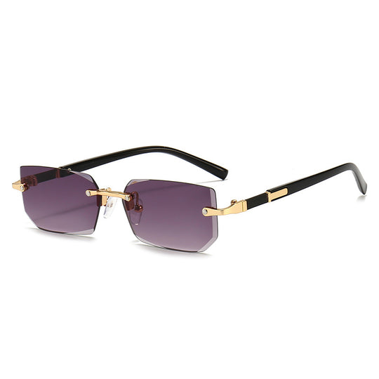 Bauluvio - Vintage Quadratische randlose Sonnenbrille