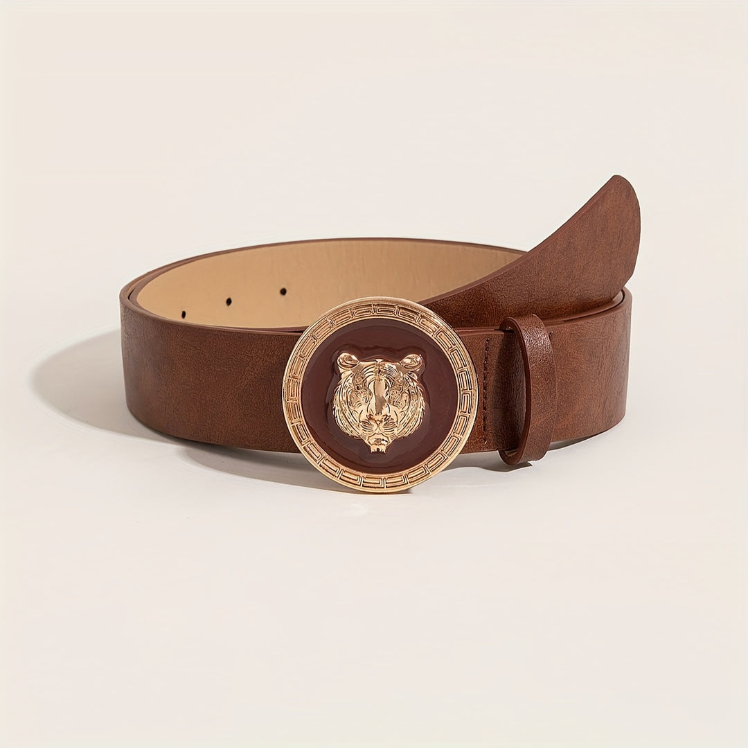 Bauluvio - Punk Tiger Head Buckle Ledergürtel für Frauen