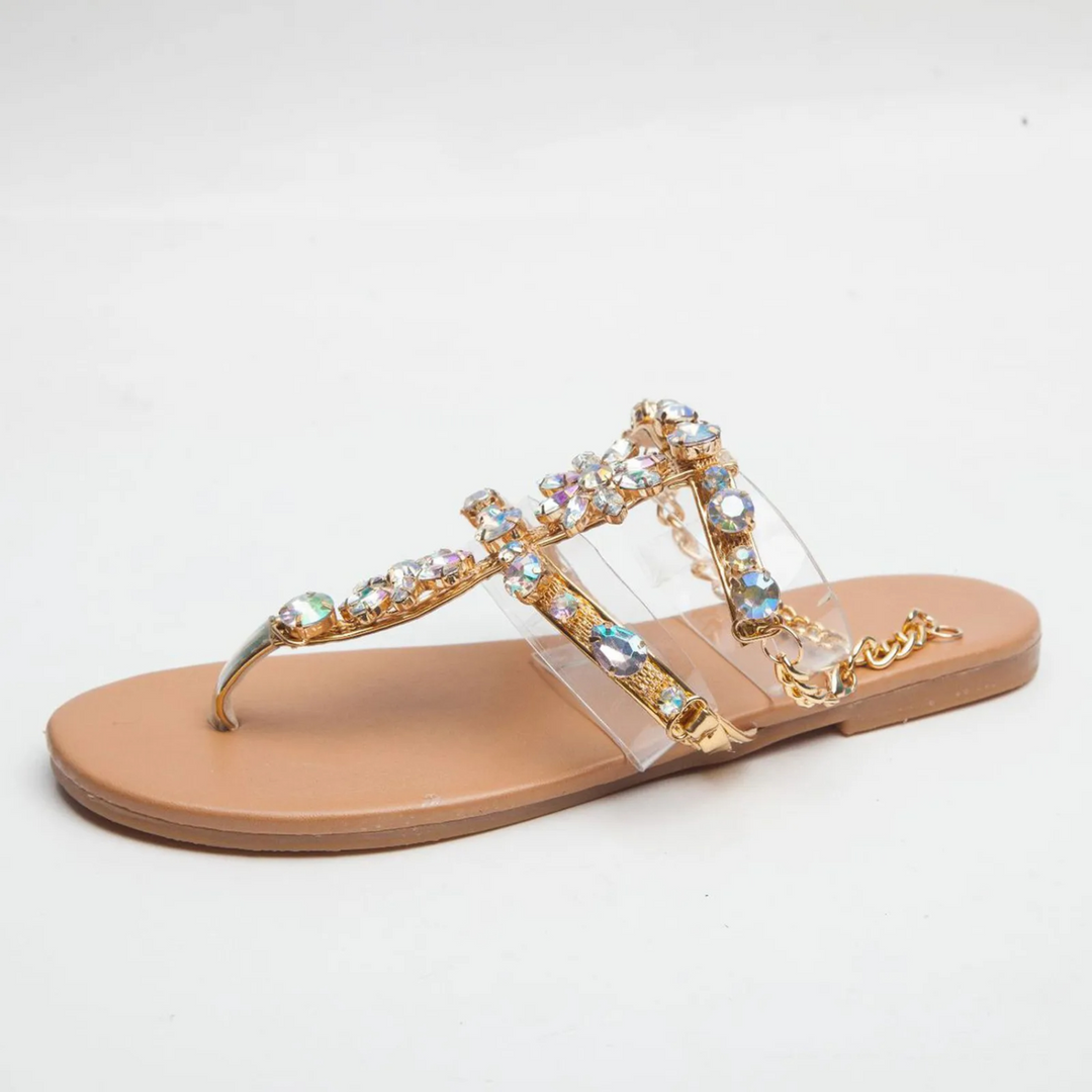 Bauluvio - Crystal Work Elastische Zehenstegsandalen