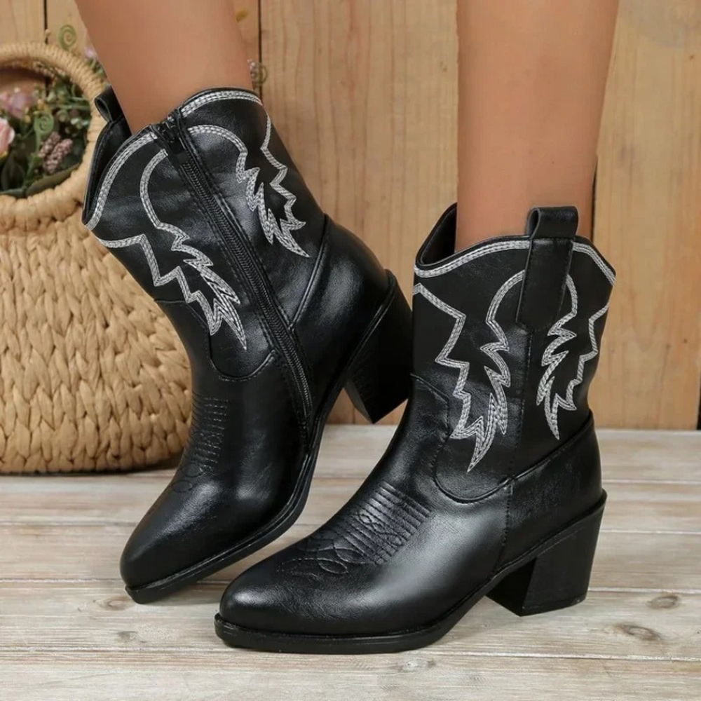 Bauluvio - Damen Cowboystiefel mit Blockabsatz