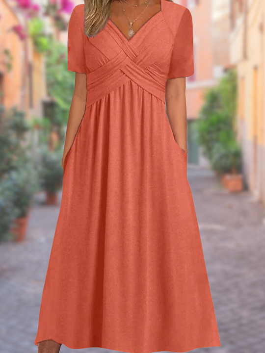 Bauluvio - Kurzärmeliges Patchwork-Kleid für Frauen