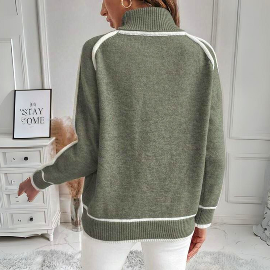 Olivgrüner Strickpullover für Frauen