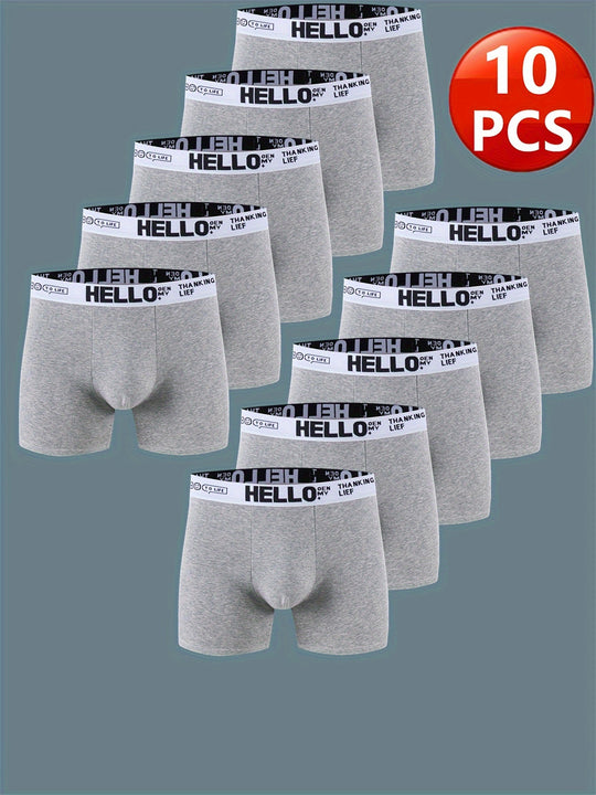 HELLO Letter Baumwoll-Boxershorts für Männer (10er-Pack)