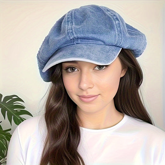 Bauluvio - Damen Vintage Denim Beret Hut