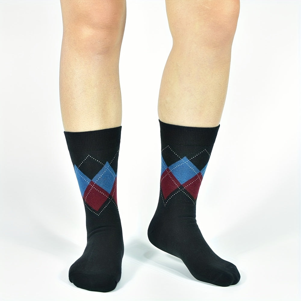 Bauluvio - Colorblock Rhombus Crew Socken für Männer (5 Paar)