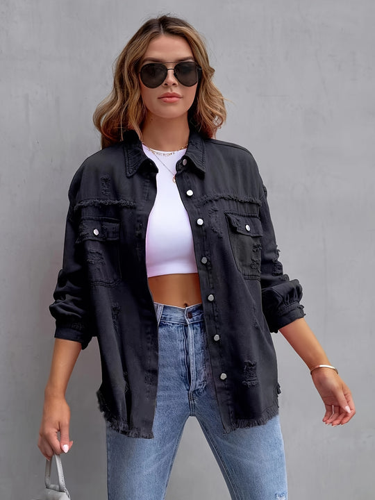 Fransenbesetzte Jeansjacke für Frauen