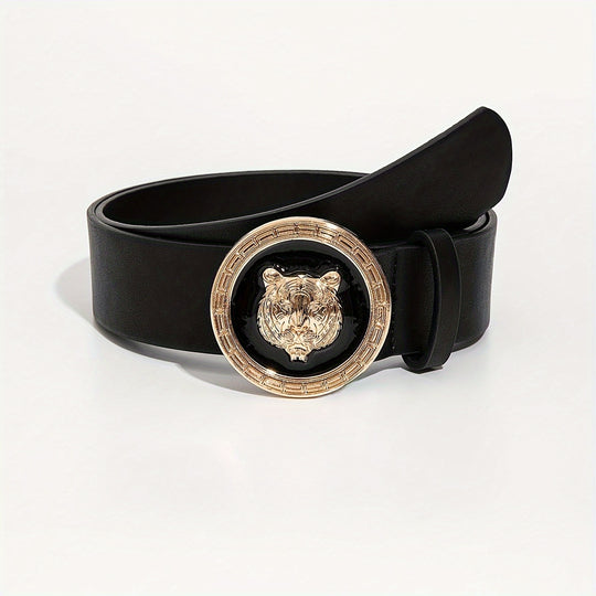 Bauluvio - Punk Tiger Head Buckle Ledergürtel für Frauen