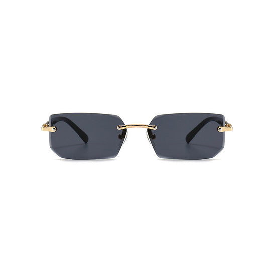 Bauluvio - Vintage Quadratische randlose Sonnenbrille