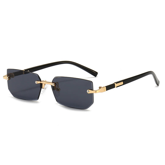 Bauluvio - Vintage Quadratische randlose Sonnenbrille