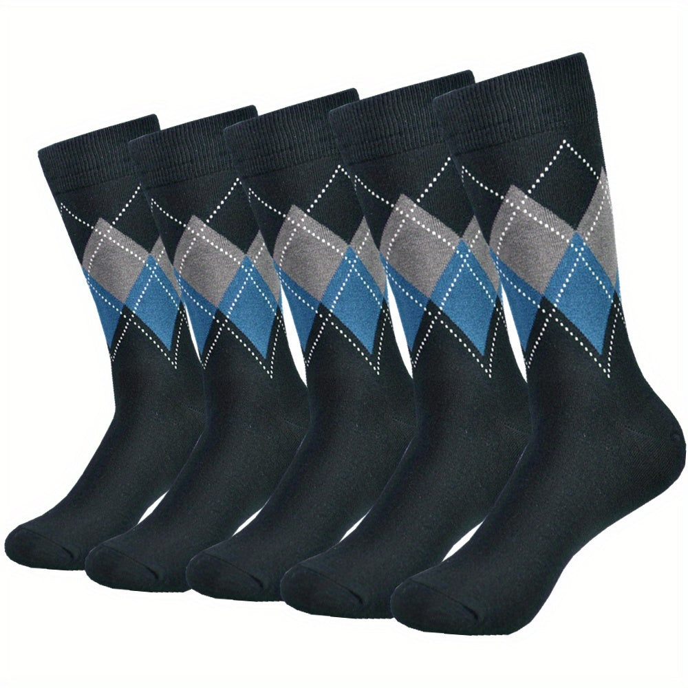 Bauluvio - Colorblock Rhombus Crew Socken für Männer (5 Paar)