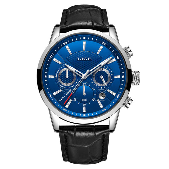 Bauluvio - Luxus-Lederuhr mit Quarz-Chronograph für Herren