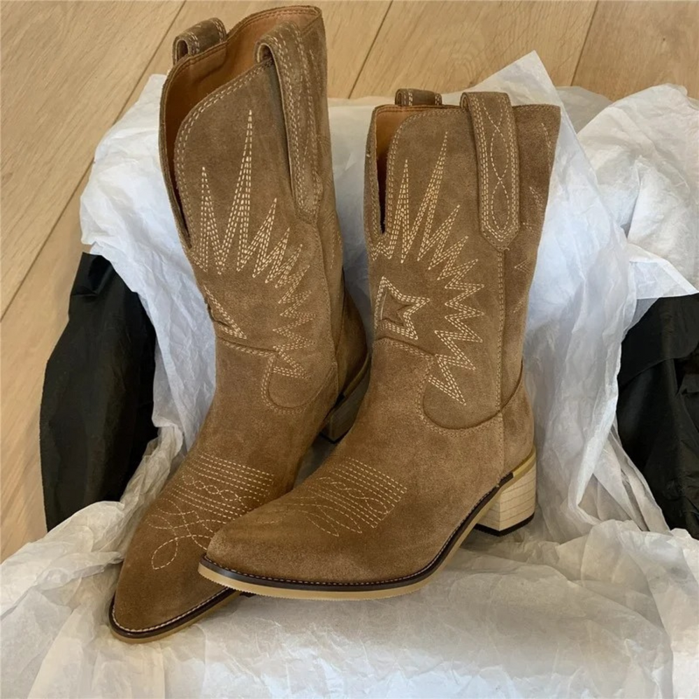 Schwarze spitze Cowboystiefel für Frauen