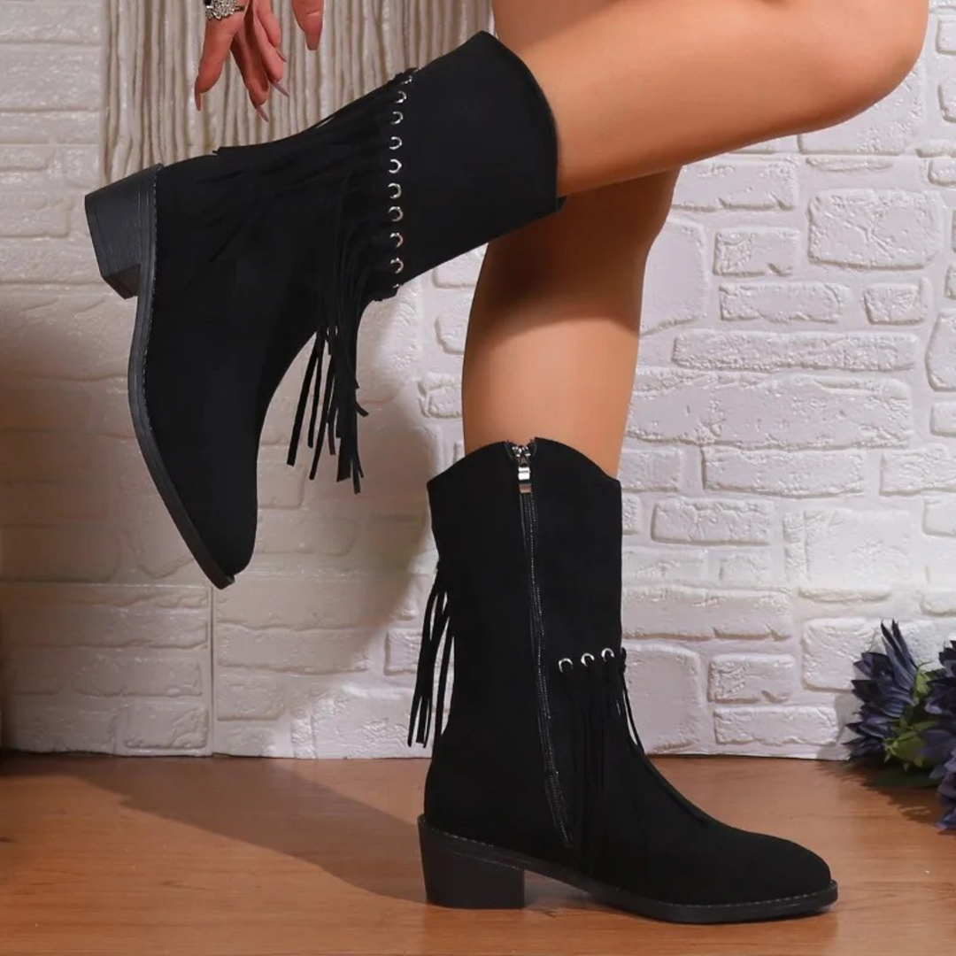 Retro Fransen-Cowboy-Stiefel für Frauen