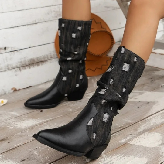 Damen-Cowboystiefel mit quadratischem Absatz