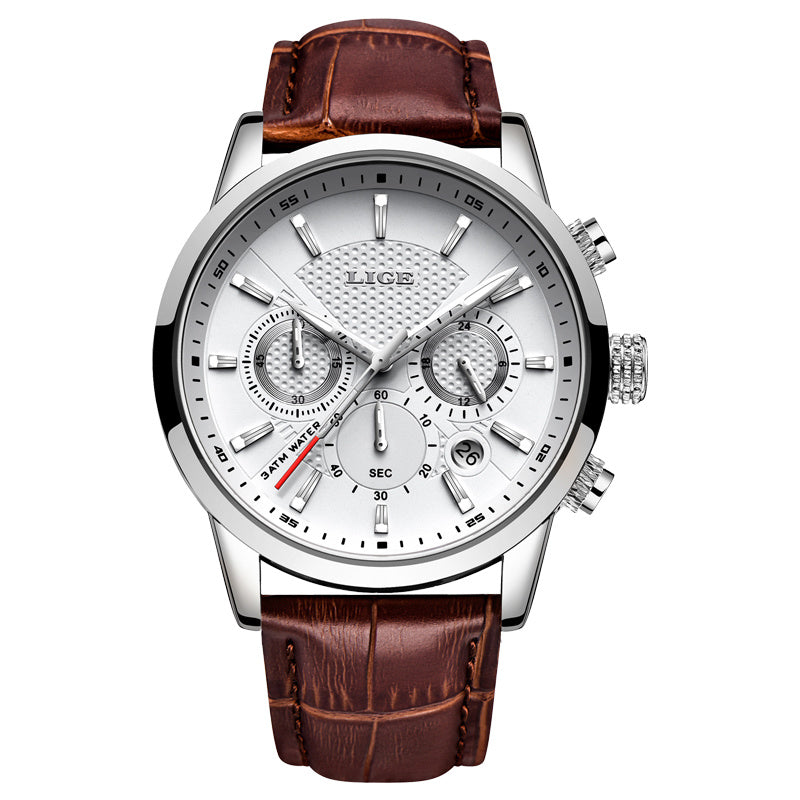 Bauluvio - Luxus-Lederuhr mit Quarz-Chronograph für Herren