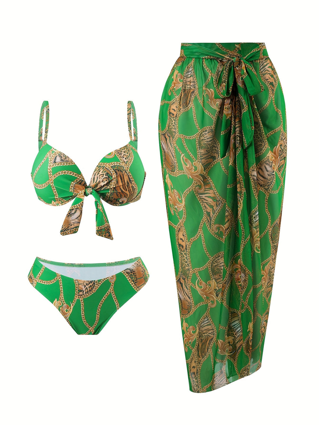 Bauluvio - Kettenmuster 3-teiliges Bikini-Set