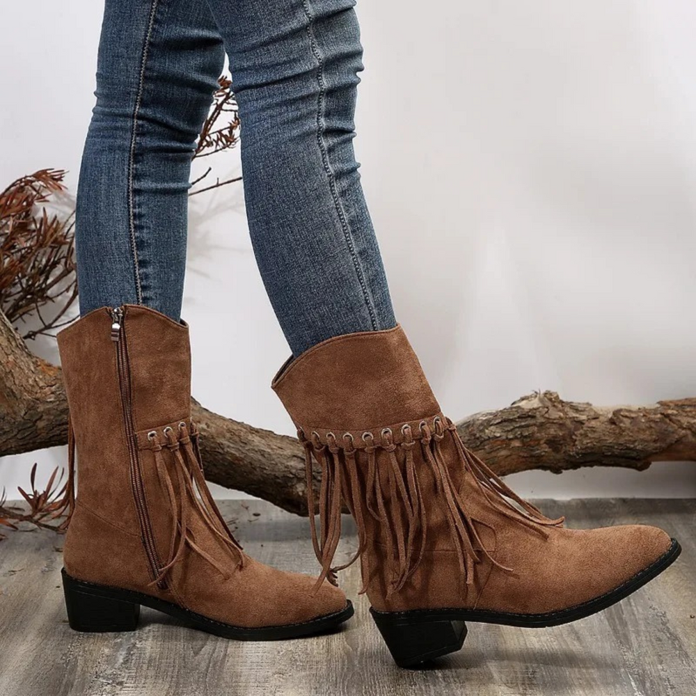 Retro Fransen-Cowboy-Stiefel für Frauen