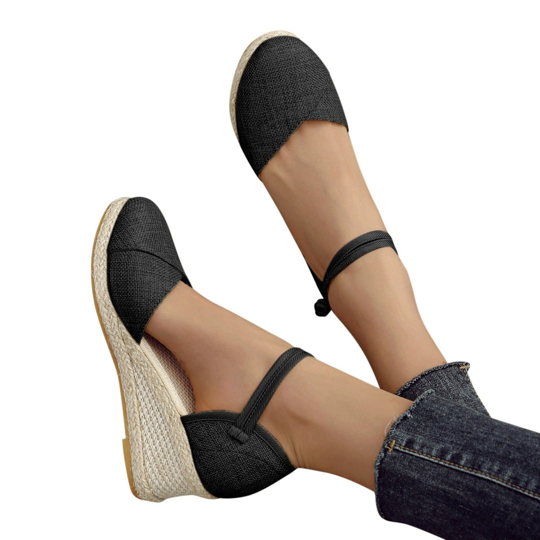 Bauluvio - Enkelband Espadrille Wedges aus Segeltuch