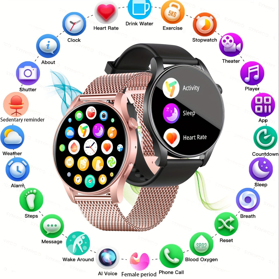 Bauluvio - Runde Smartwatch mit HD-Bildschirm