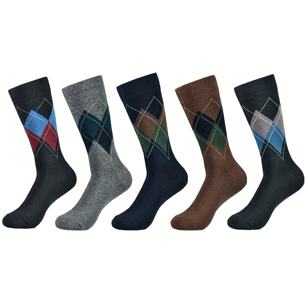 Bauluvio - Colorblock Rhombus Crew Socken für Männer (5 Paar)