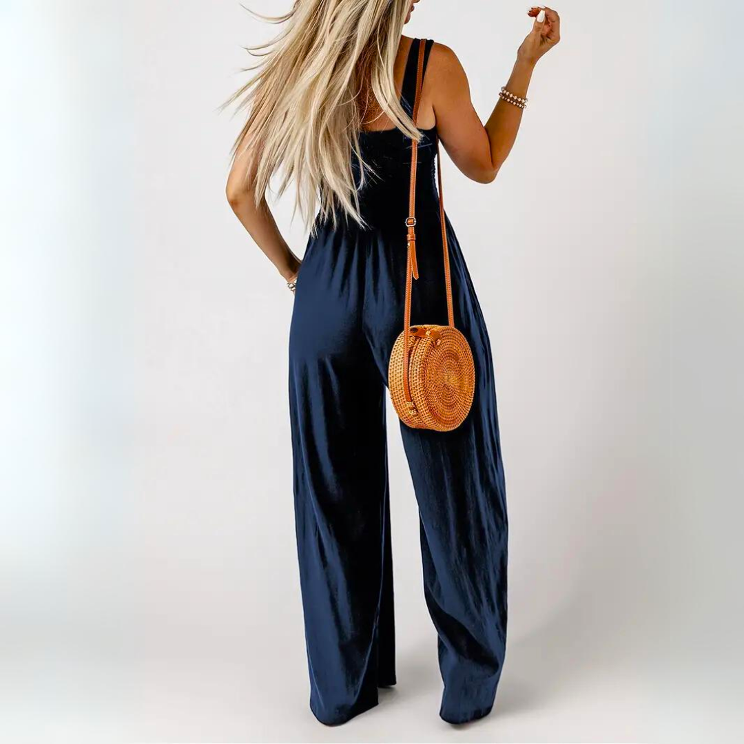 Bauluvio - Taillenhoher Jumpsuit mit Taschen für Frauen