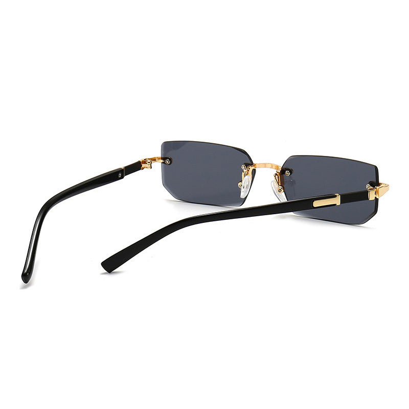 Bauluvio - Vintage Quadratische randlose Sonnenbrille