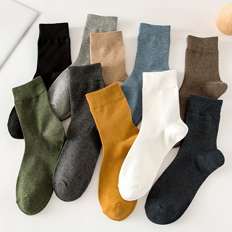 Bauluvio - Herren 10 farblich gemischte klassische trendige Mid Tube Socken (10 Paare)