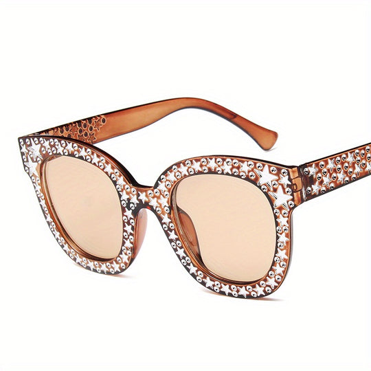 Bauluvio - Damen Cat Eye Luxury Star Sonnenbrille