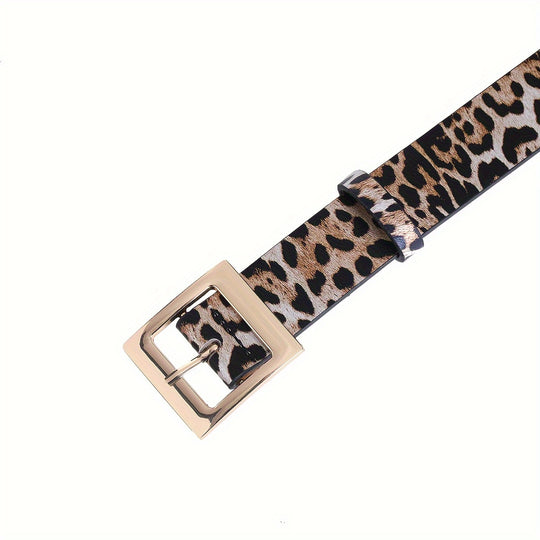 Bauluvio - Stylischer Leoparden Print PU Leder Gürtel