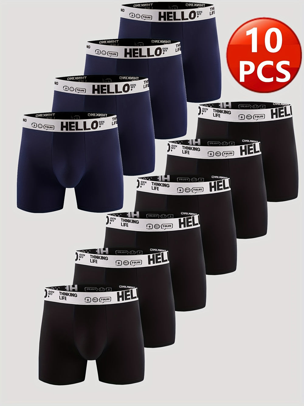 Bauluvio - HELLO Letter Baumwoll-Boxershorts für Männer (10er-Pack)