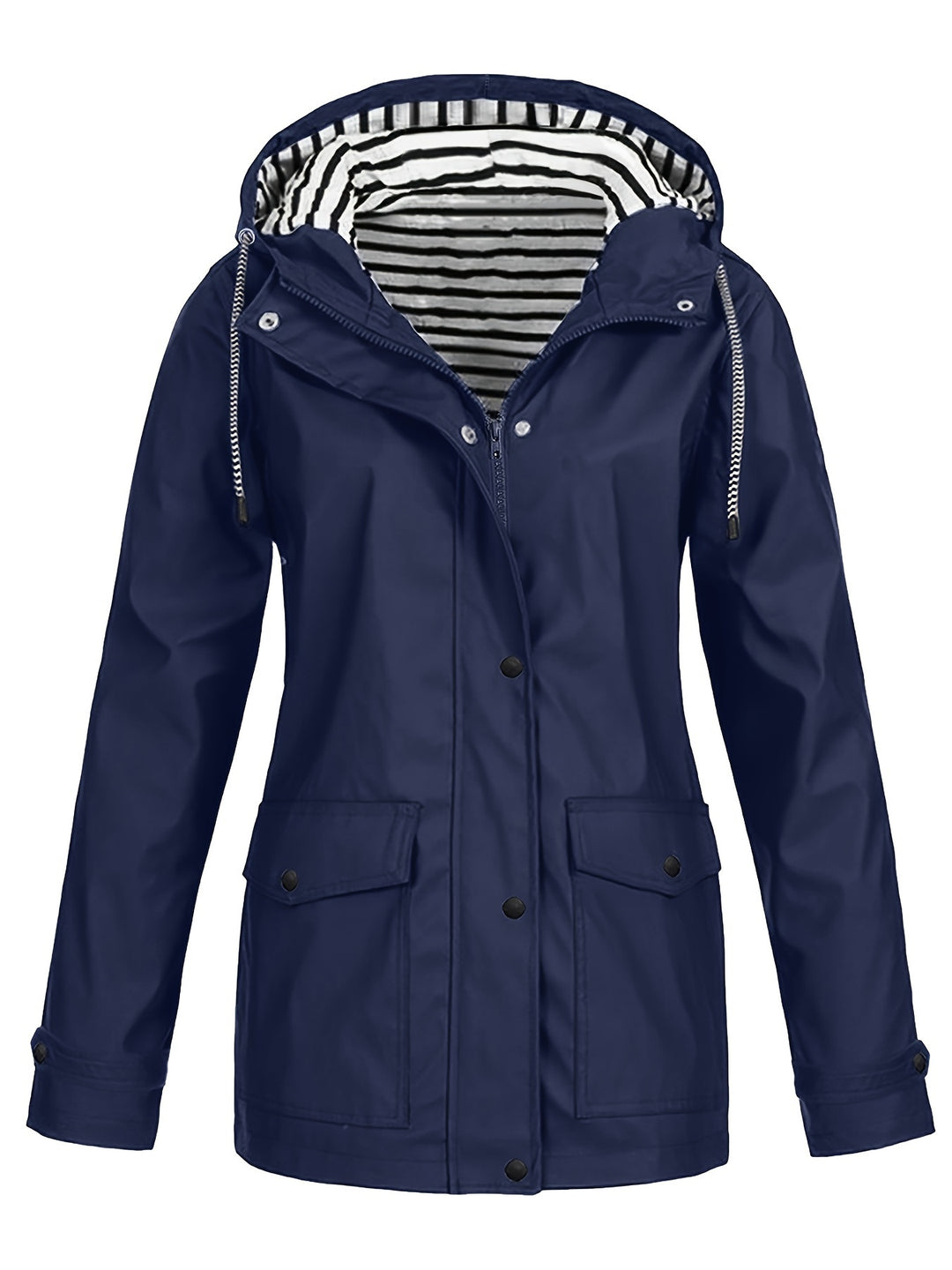 Bauluvio - Gestreifte gefütterte Zip-Up Jacke für Frauen