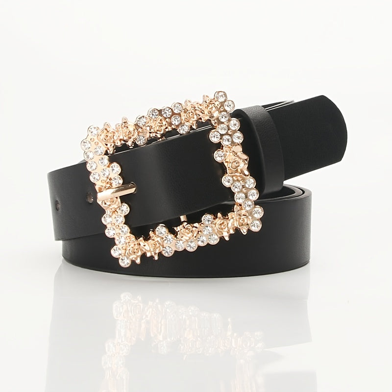 Bauluvio - Rhinestone Pin Buckle Gürtel für Frauen