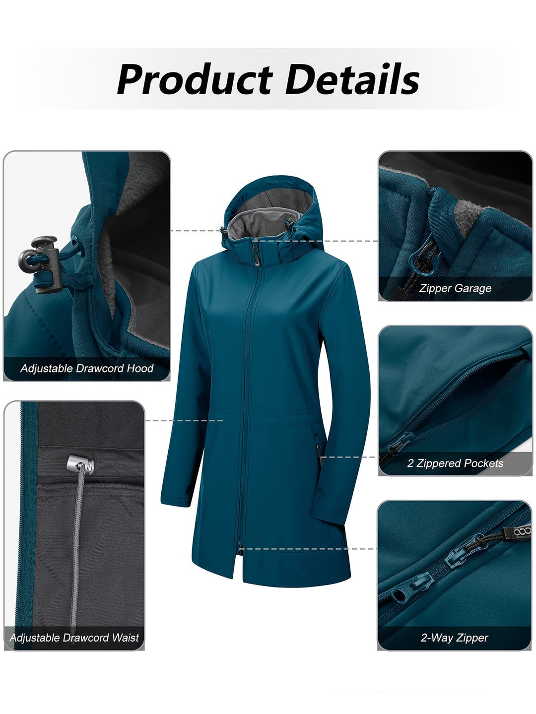 Lange Softshell-Jacke für Frauen