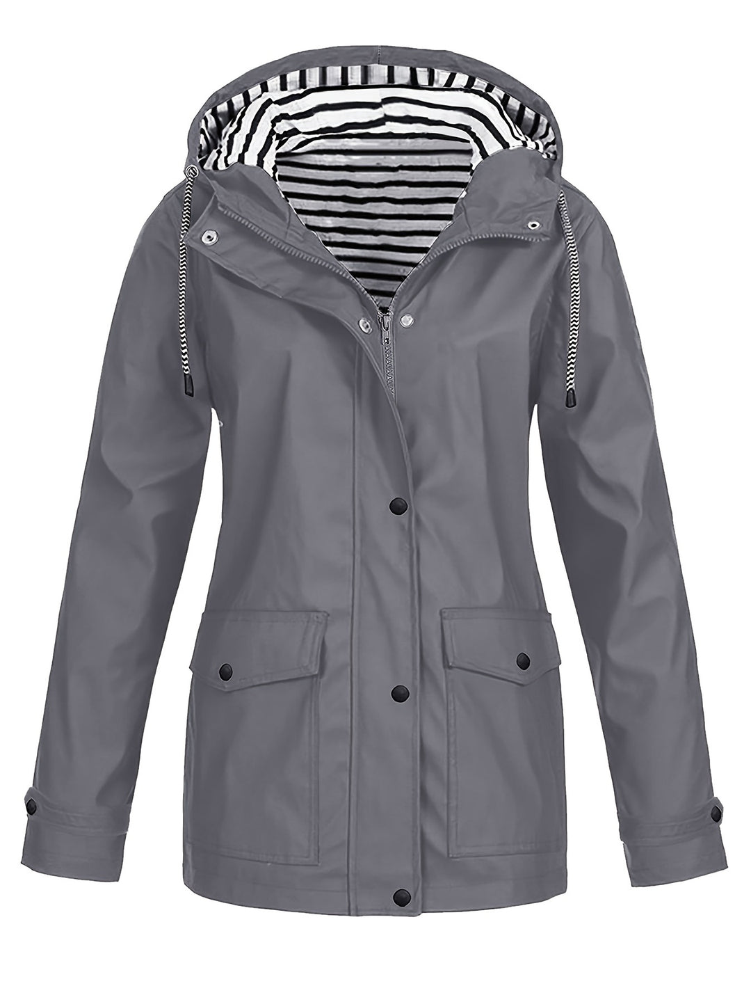 Bauluvio - Gestreifte gefütterte Zip-Up Jacke für Frauen