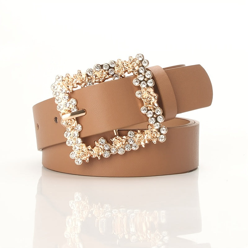 Bauluvio - Rhinestone Pin Buckle Gürtel für Frauen