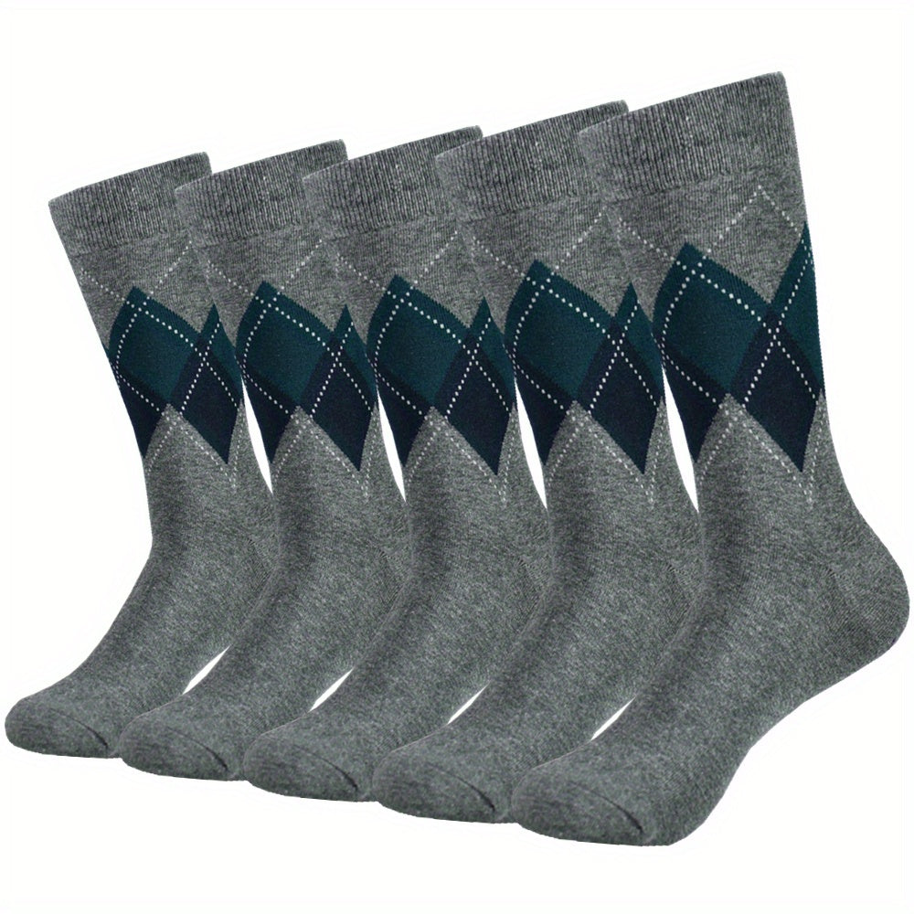 Bauluvio - Colorblock Rhombus Crew Socken für Männer (5 Paar)