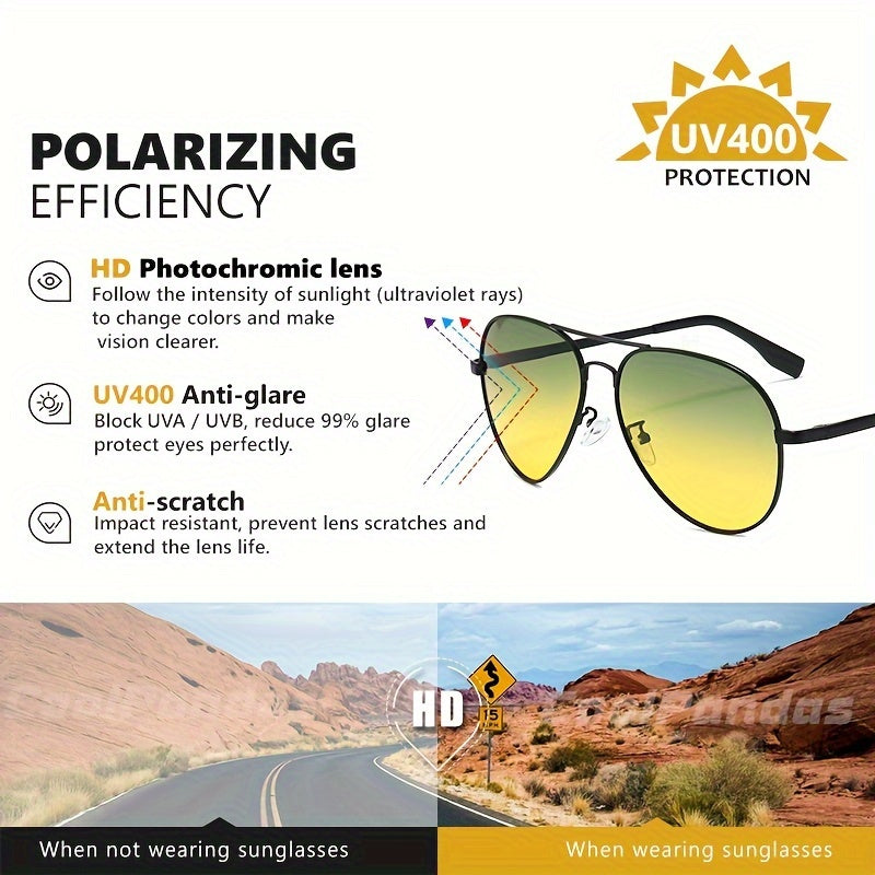 Bauluvio - Polarisierte Photochrom-Piloten-Sonnenbrille