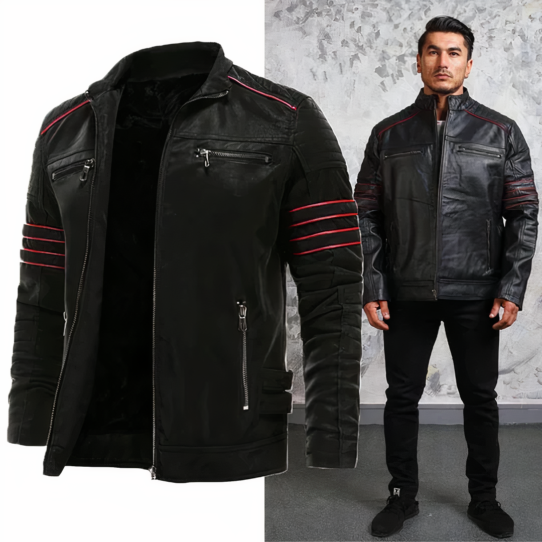 Bauluvio - Biker-Jacke mit Stehkragen für Männer