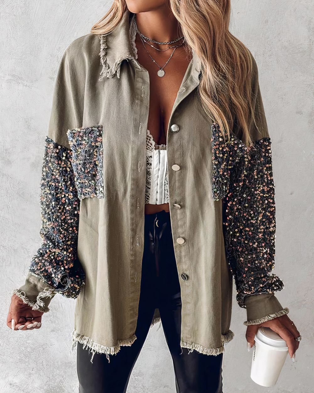 Bauluvio - Jacke mit Vintage-Saum für Frauen